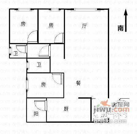 振泰小区3室2厅2卫145㎡户型图