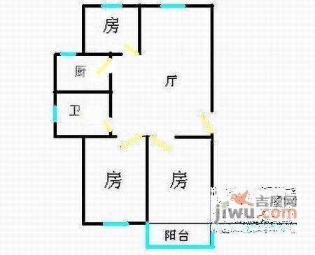 启园新村3室1厅1卫88㎡户型图