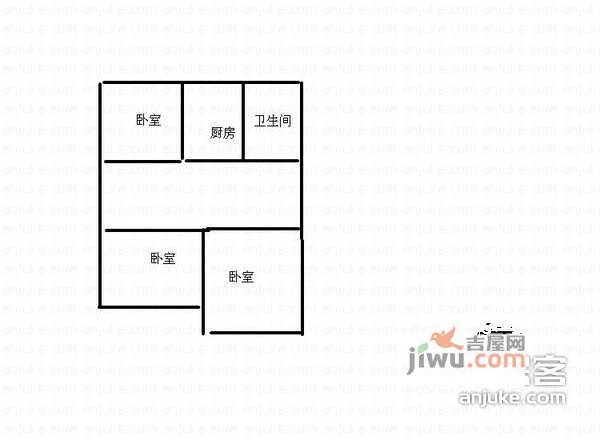 启园新村3室2厅2卫122㎡户型图