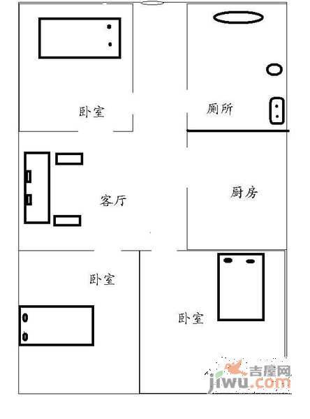 天地源橄榄湾3室2厅1卫123㎡户型图