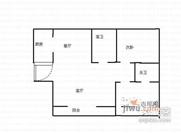 天地源橄榄湾2室2厅1卫101㎡户型图