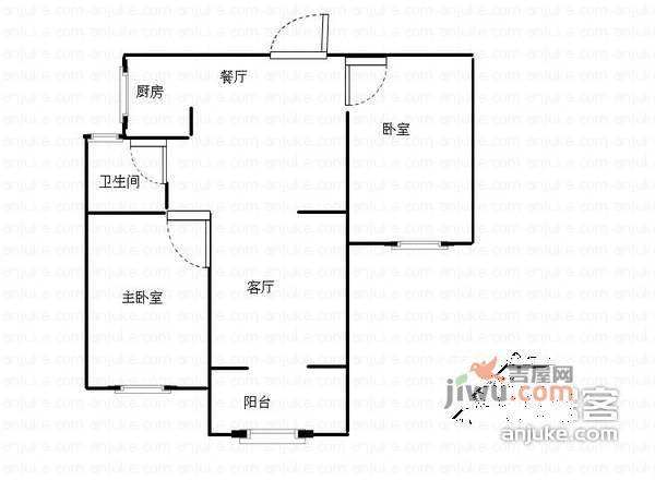 天地源橄榄湾2室2厅1卫101㎡户型图