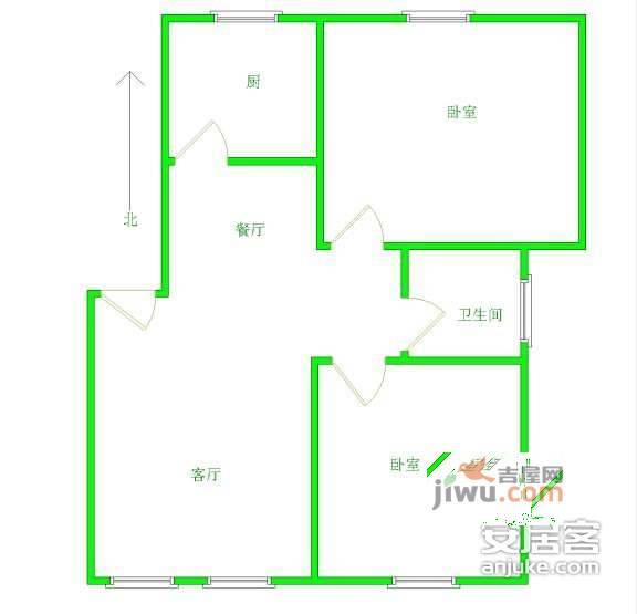 天地源橄榄湾2室2厅2卫94㎡户型图