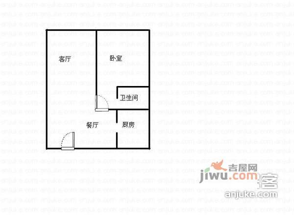 天地源橄榄湾1室2厅1卫89㎡户型图