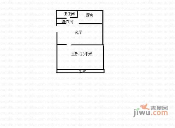 大龙港新村1室1厅1卫46㎡户型图