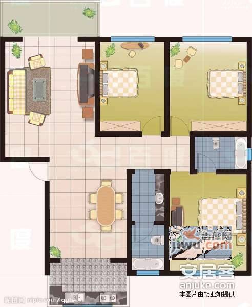 金都名苑3室2厅2卫135㎡户型图