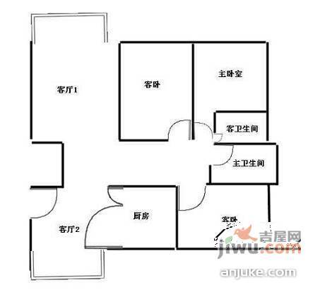 金都名苑3室2厅2卫135㎡户型图