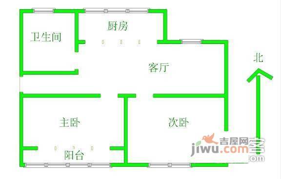 梅林新苑2室1厅1卫54㎡户型图