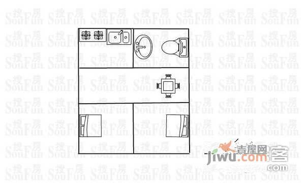 梅林新苑2室1厅1卫54㎡户型图