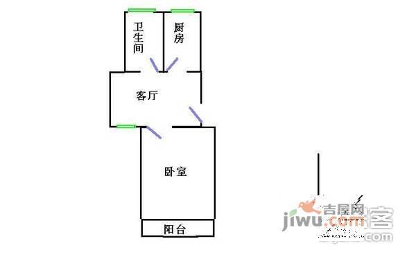 泾园新村1室1厅1卫户型图