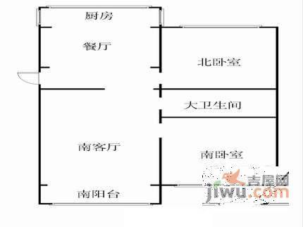 狮山新苑2室1厅1卫86㎡户型图