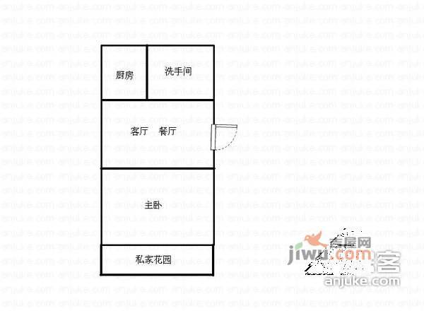 狮山新苑1室1厅1卫户型图