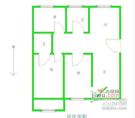 姑香苑3室2厅2卫116㎡户型图