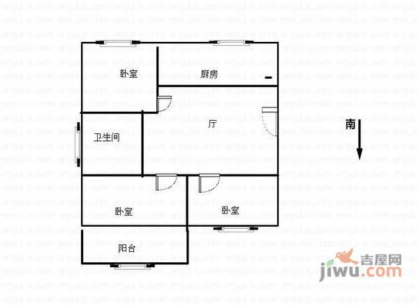 苏锦一村3室1厅1卫80㎡户型图