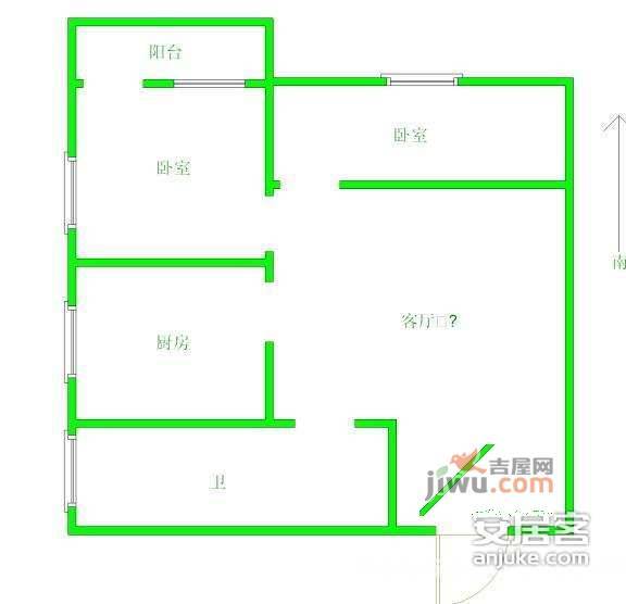 福星小区一期2室1厅1卫100㎡户型图