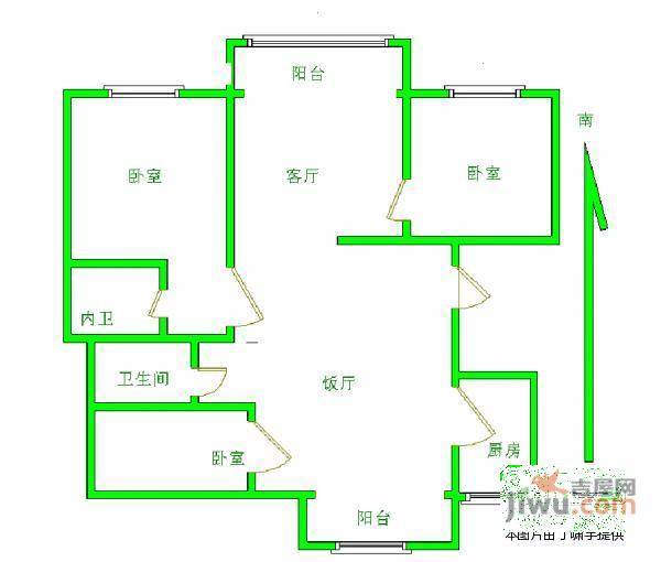 盘蠡花园3室2厅2卫户型图