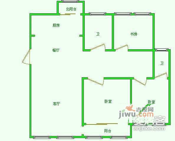 盘蠡花园3室2厅2卫户型图