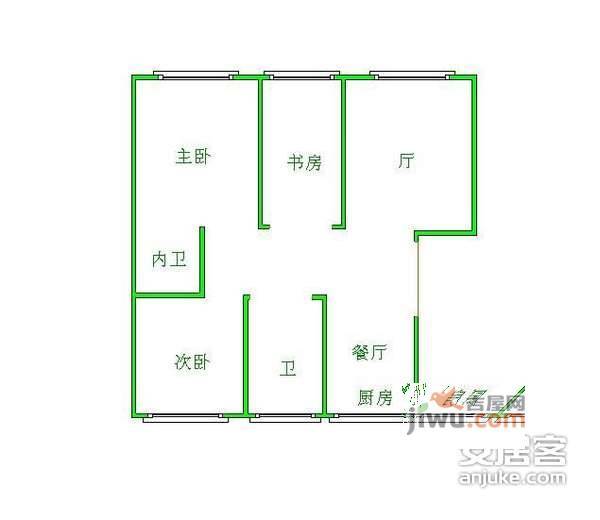 独墅苑3室2厅1卫128㎡户型图