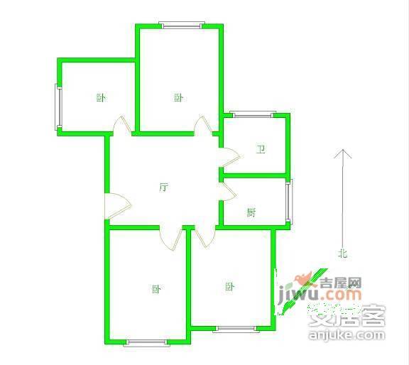 加城湖滨公寓4室2厅2卫173㎡户型图