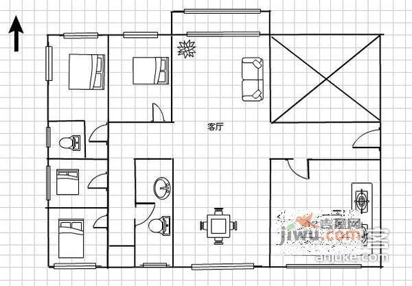 加城湖滨公寓4室2厅2卫173㎡户型图