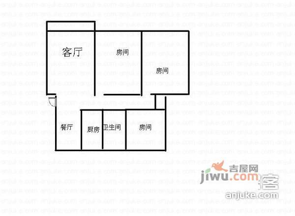 锦邻缘3室2厅1卫105㎡户型图