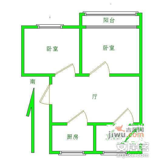 锦邻缘2室1厅1卫77㎡户型图