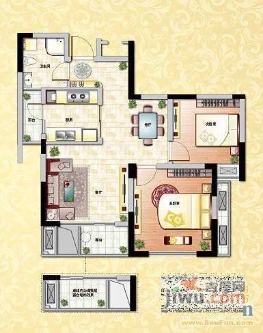 玫瑰久久3室2厅2卫120㎡户型图