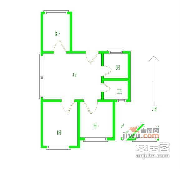 苏安新村3室1厅1卫78㎡户型图