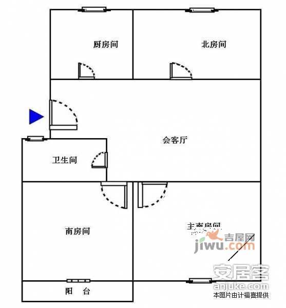 梅花二村3室1厅1卫76㎡户型图