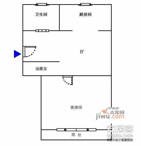 梅花二村1室1厅1卫48㎡户型图