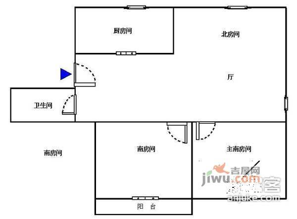 梅花二村3室1厅1卫76㎡户型图