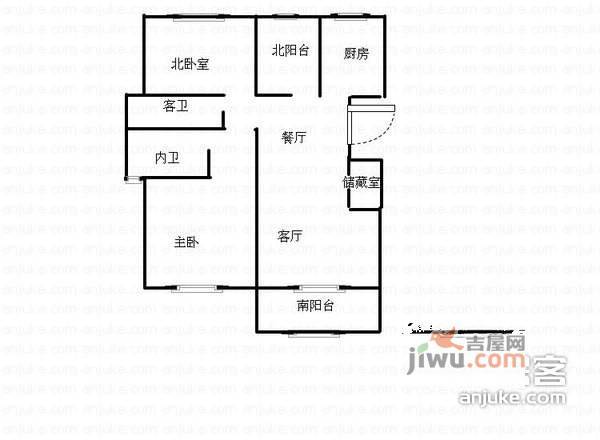 荣域花园2室2厅2卫120㎡户型图