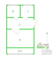 荣域花园1室1厅1卫63㎡户型图