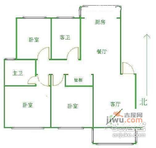 吴江上海城3室2厅2卫144㎡户型图