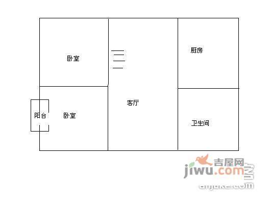 胥江新村2室1厅1卫65㎡户型图