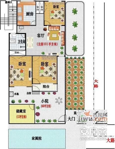 太湖胥香园3室2厅2卫152㎡户型图