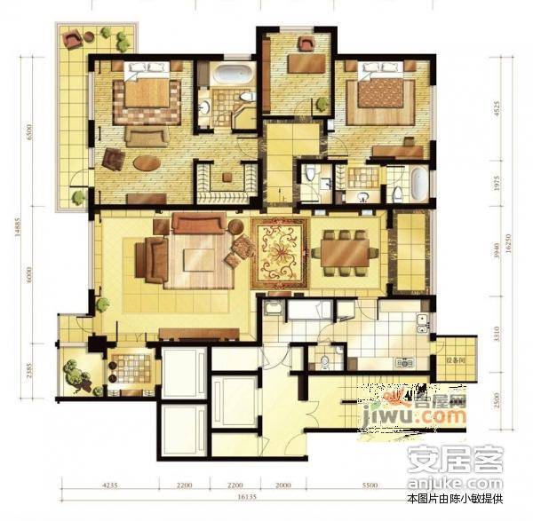 学府花苑6室3厅3卫230㎡户型图