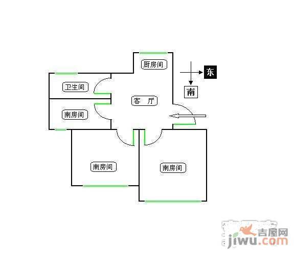 桂花新村2室1厅1卫户型图