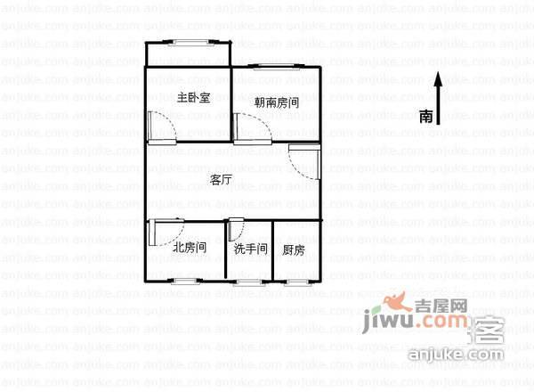 桂花新村3室2厅1卫92㎡户型图