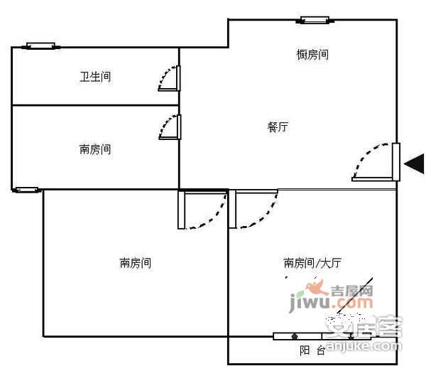 桂花新村3室1厅1卫99㎡户型图