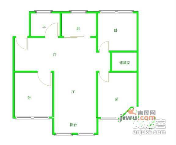 贵都花园3室2厅1卫户型图