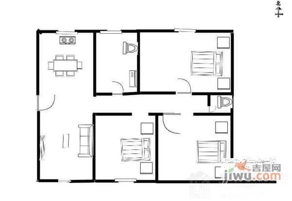 贵都花园3室2厅2卫136㎡户型图