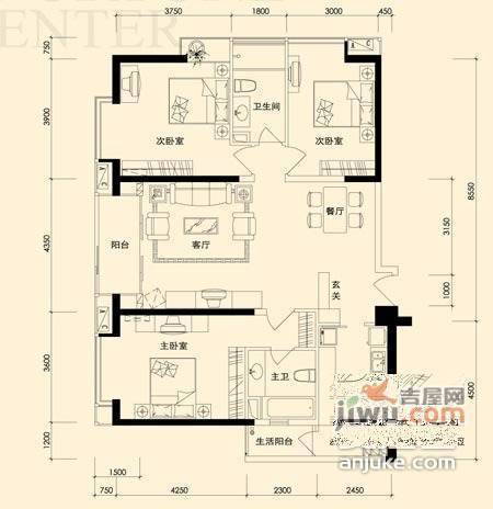 贵都花园4室2厅2卫户型图