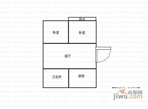 贵都花园2室1厅1卫户型图