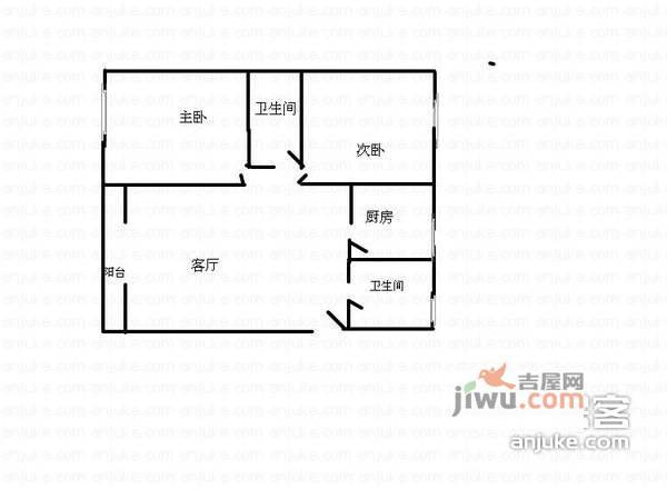 天筑家园2室2厅2卫103㎡户型图