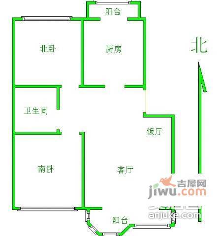 时代花园2室2厅1卫111㎡户型图