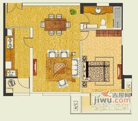 城市恬园3室2厅1卫130㎡户型图