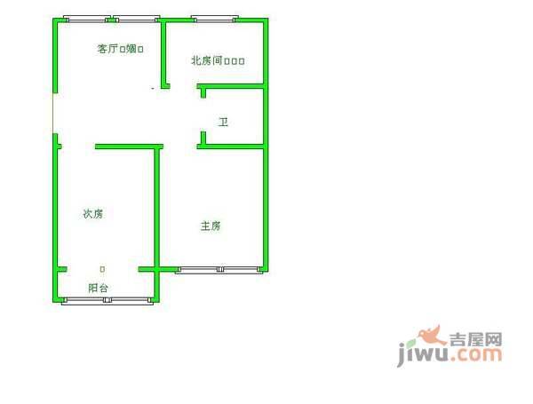 新毛家花园2室1厅1卫61㎡户型图