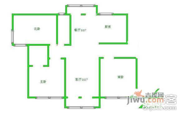 新毛家花园3室2厅1卫93㎡户型图