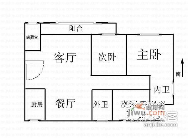 湖沁花园东区3室2厅2卫120㎡户型图